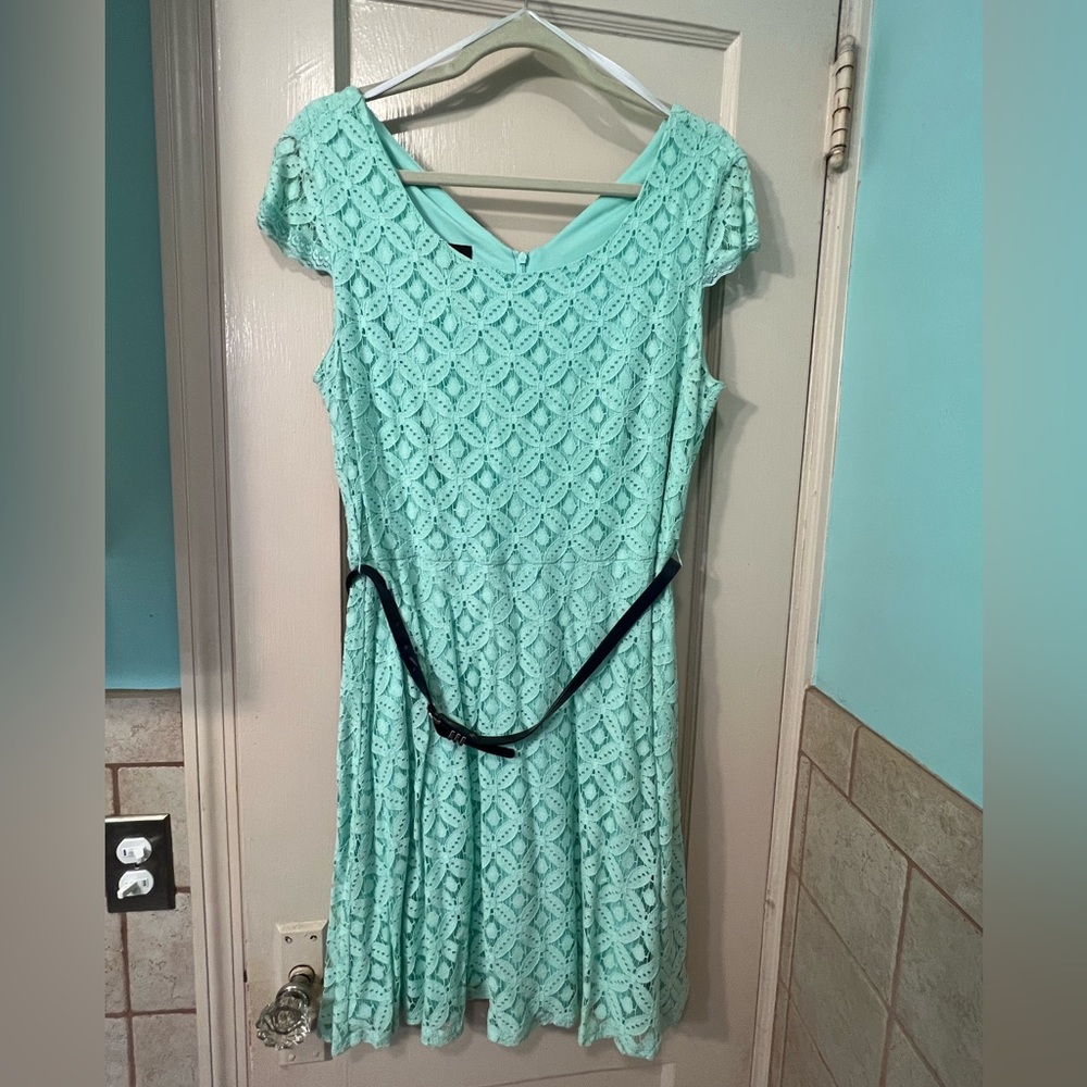 Mint green lace spring dress
